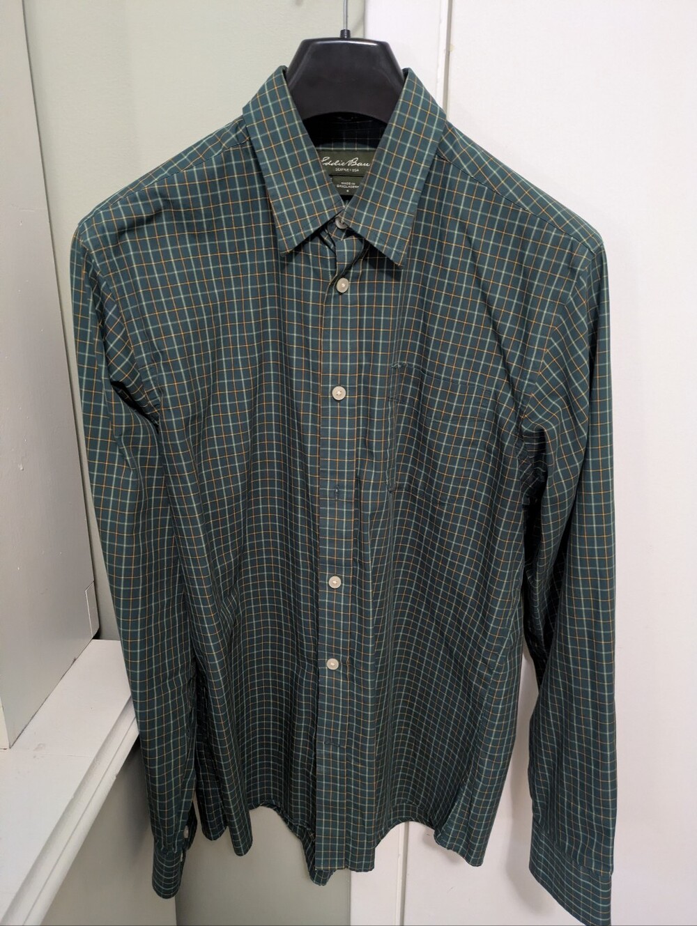 Eddie Bauer Green and Yellow Windowpane Dress Shirt